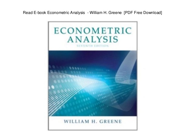 Econometric analysis 8th edition pdf download
